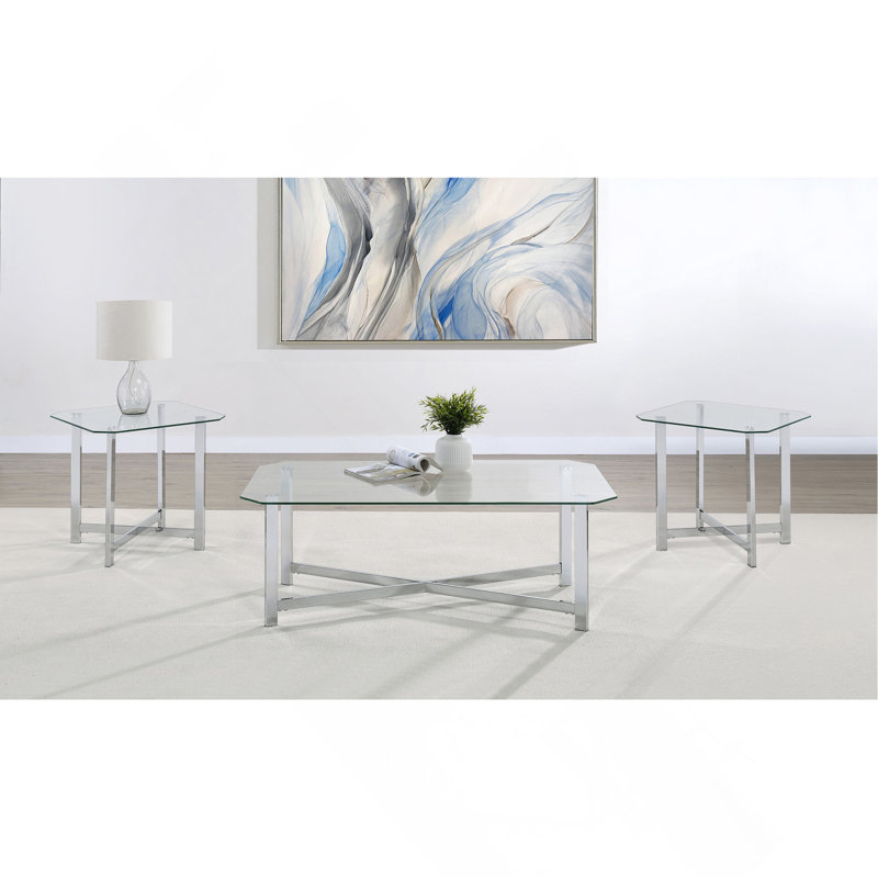 Chrome 3-piece Coffee Table Set