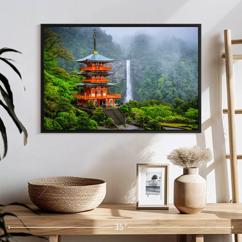 Sanctuaire Nachi Taisha, 25 po x 17 po, Cadre flottant noir