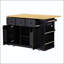Grand îlot de cuisine de 53 po avec rallonge, supports de porte internes et prise de courant - noir (tabourets non inclus)-129895321-129895322