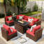 Romanas 8 Piece Patio Conversation Sets With Fire Pit Table-2058267866