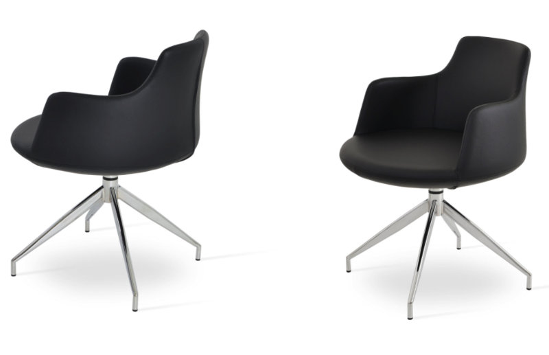 Fauteuil pivotant Dervish Spider, Cuirette - Noir