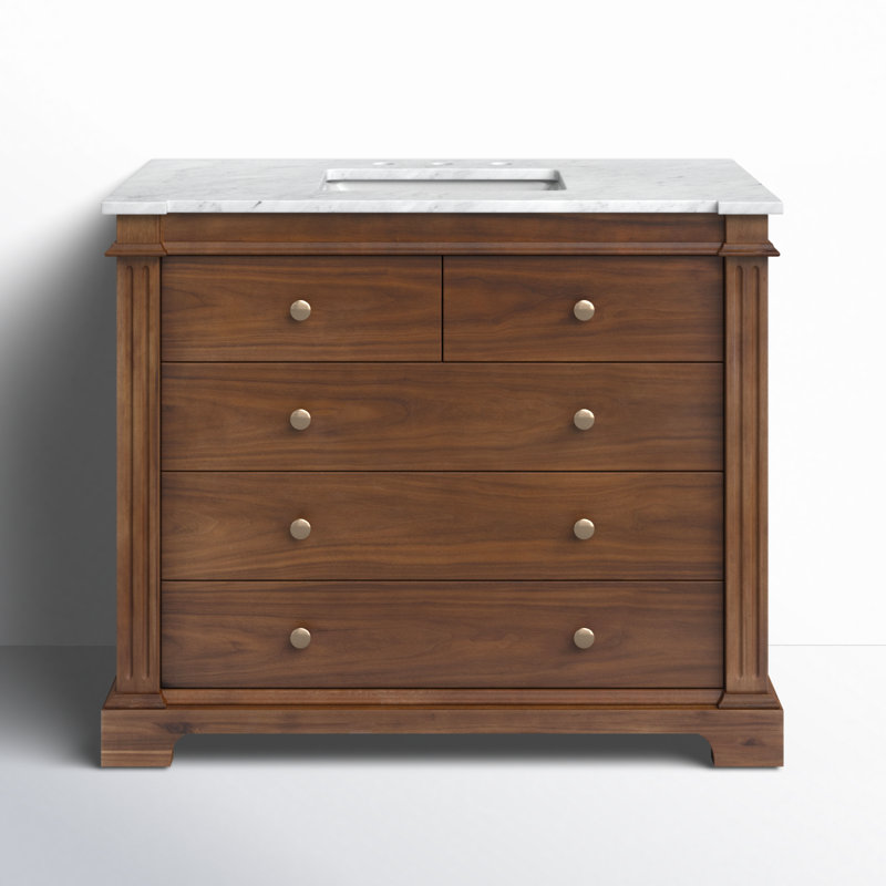 Garza 42" Single Bathroom Vanity Set, Walnut Brown