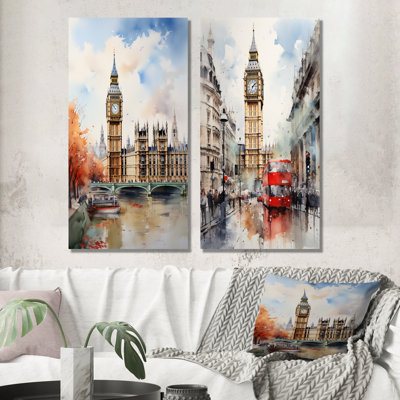Big Benlondon Skylines I - London Skyline, ensemble de 2 impressions sur toile