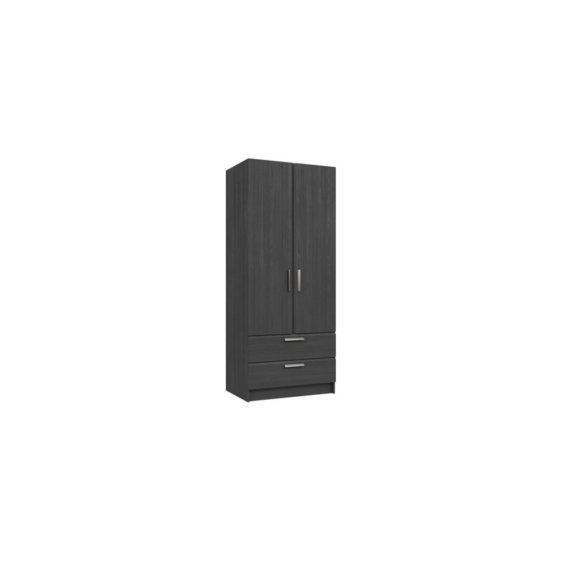 Harvey-Lee 2 Door Manufactured Wood Wardrobe, Graphite