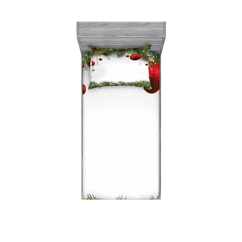Multicolore drap-housse et coussin décoratif Ambesonne Christmas, Ensemble de draps pour lit simple TG + 2 taies d'o