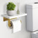 Toilet Paper Holder with Shelf Wall Mounted White Marble Toilet Tissue Roll Holder for Bathroom