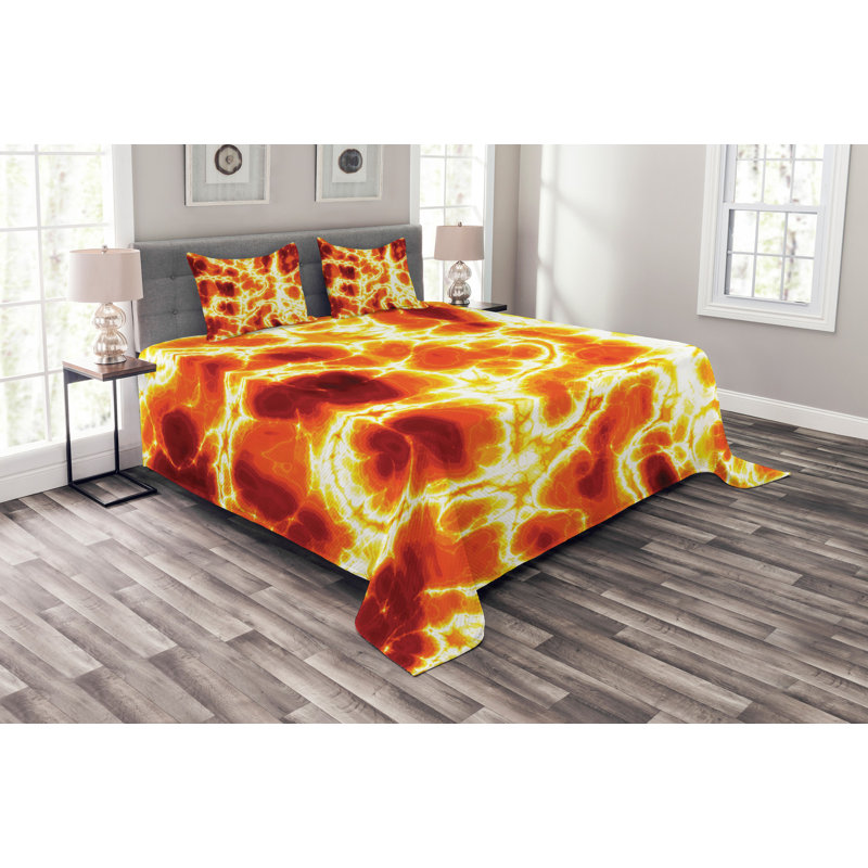 Burnt Bedspread Set with Shams, 220 x 264 cm