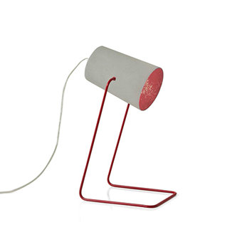 Metal Table Lamp, Grey/Red