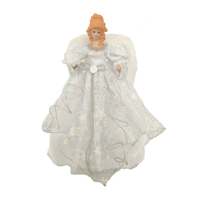 Décoration pour sommet de sapin ange blanc et argent 16 po