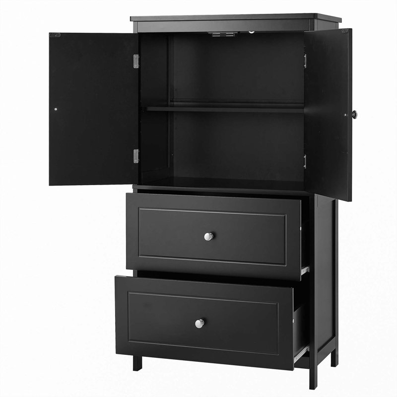 Armoire de rangement pour salle de bain avec tablette réglable, Noir