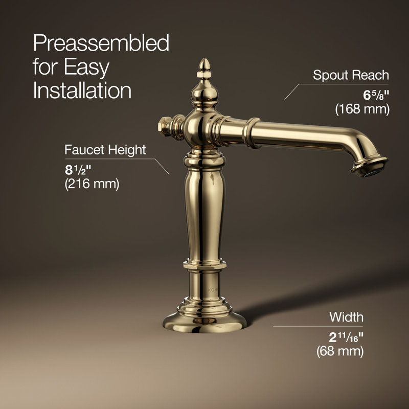 Artifacts Widespread Bathroom Faucet with Drain Assembly, Vibrant French Gold
