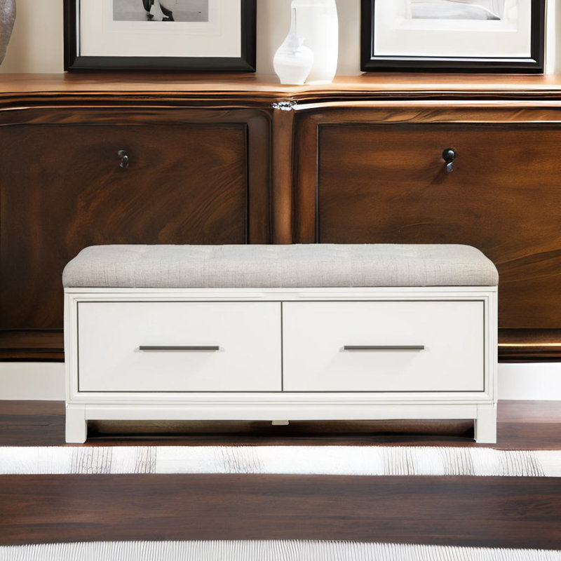 Banc à chaussures avec coussin amovible, Blanc