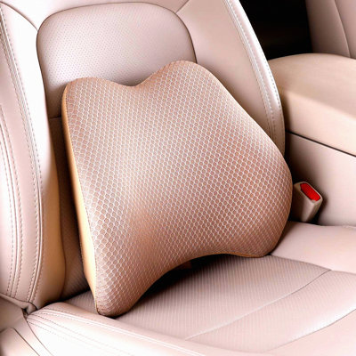 ErgoComfort Memory Foam Lumbar Cushion - Car Back Support Pillow for Seat Comfort - Beige Orthopedic Lumbar Support Pad for Car Driving