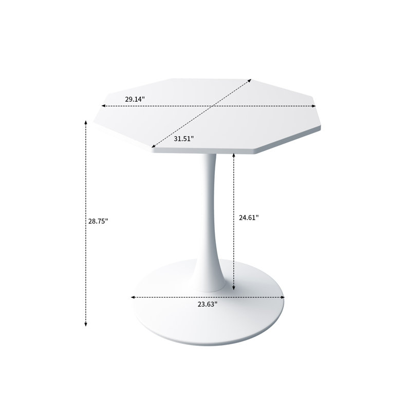 Jahzara minimal design Octagonal Coffee Table with smoothly polished edges and MDF top, White