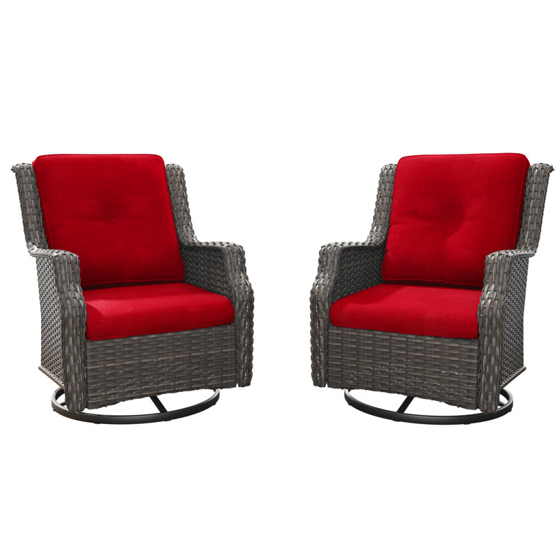 Chaise de patio pivotante avec coussins Merryman, Rouge