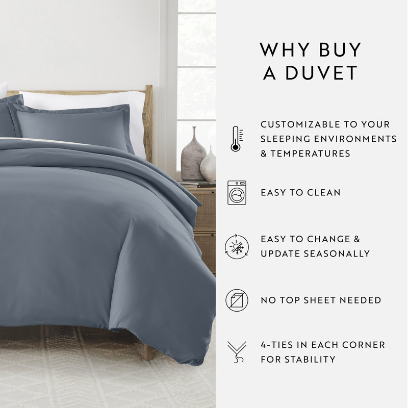 Super Soft Microfiber Duvet Cover Set, Queen Duvet Cover + 2 Shams, Stone