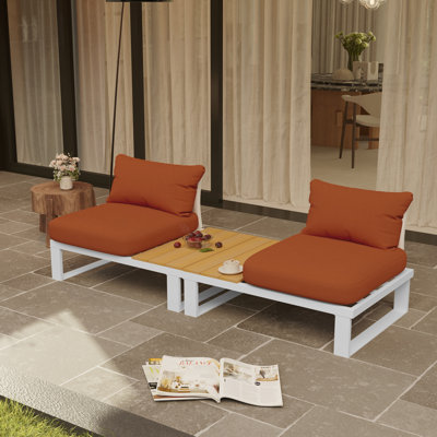 Antjelina 2 - Person Outdoor Loveseat with Cushions & Side Table