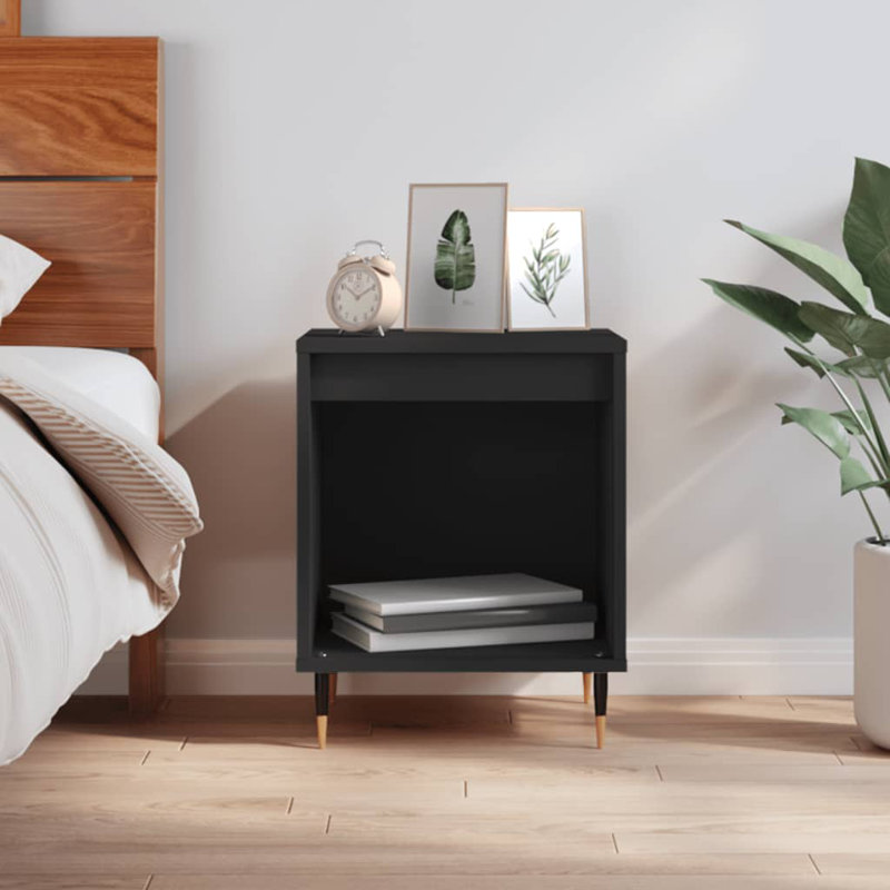 Plainsboro Solid Wood Bedside Table, Black, Individual