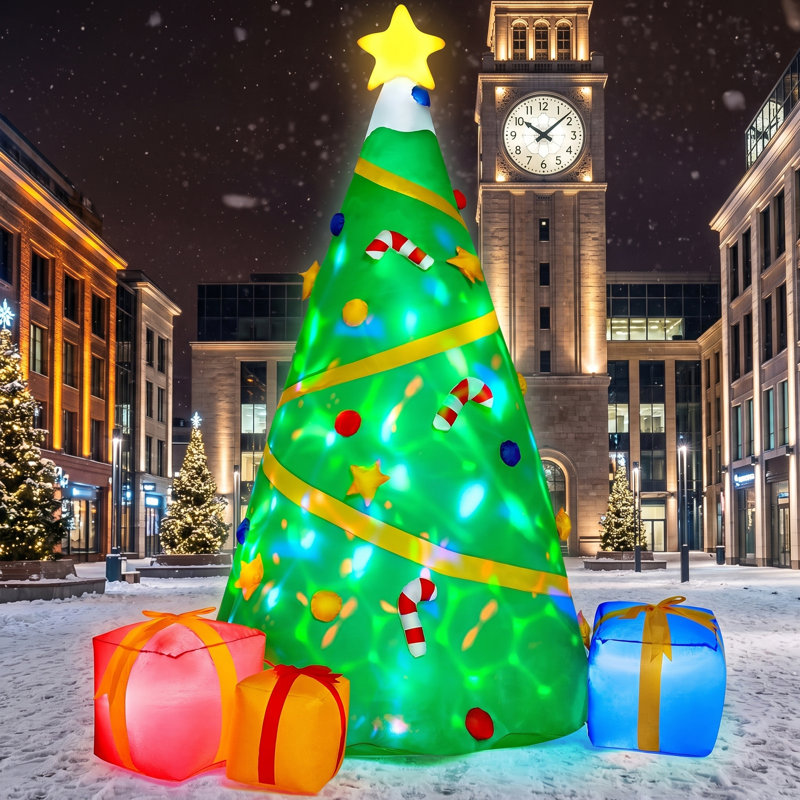 Décoration de sapin de Noël gonflable géant illuminé 8 pi