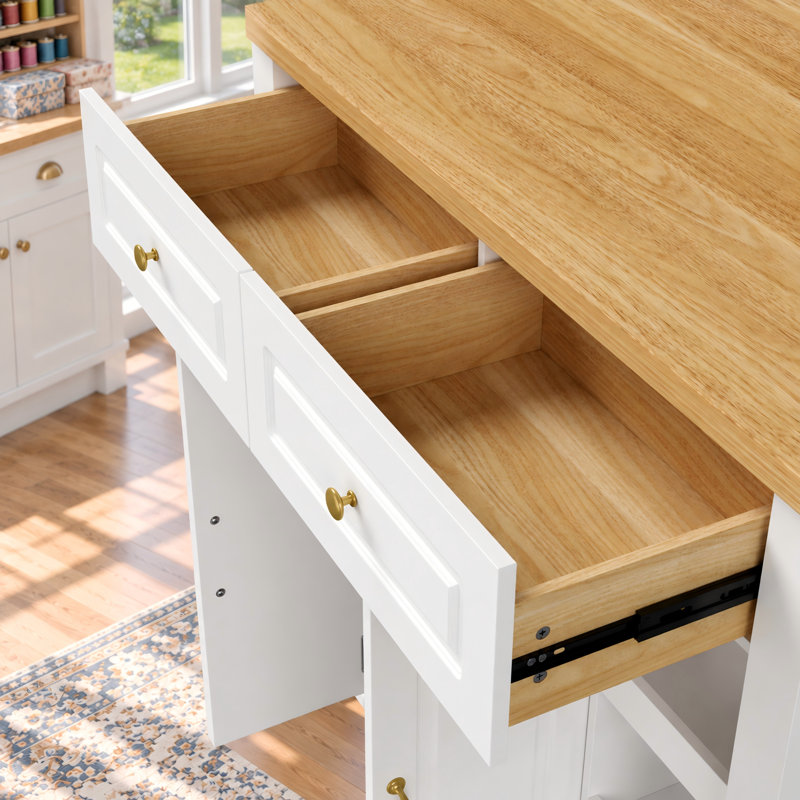 Table de bricolage de 107 cm avec rangement, plateau extensible et pliable de 47,2 cm à 72,4 cm, 2 tiroirs, placard, 6 étagères ouvertes et roulettes