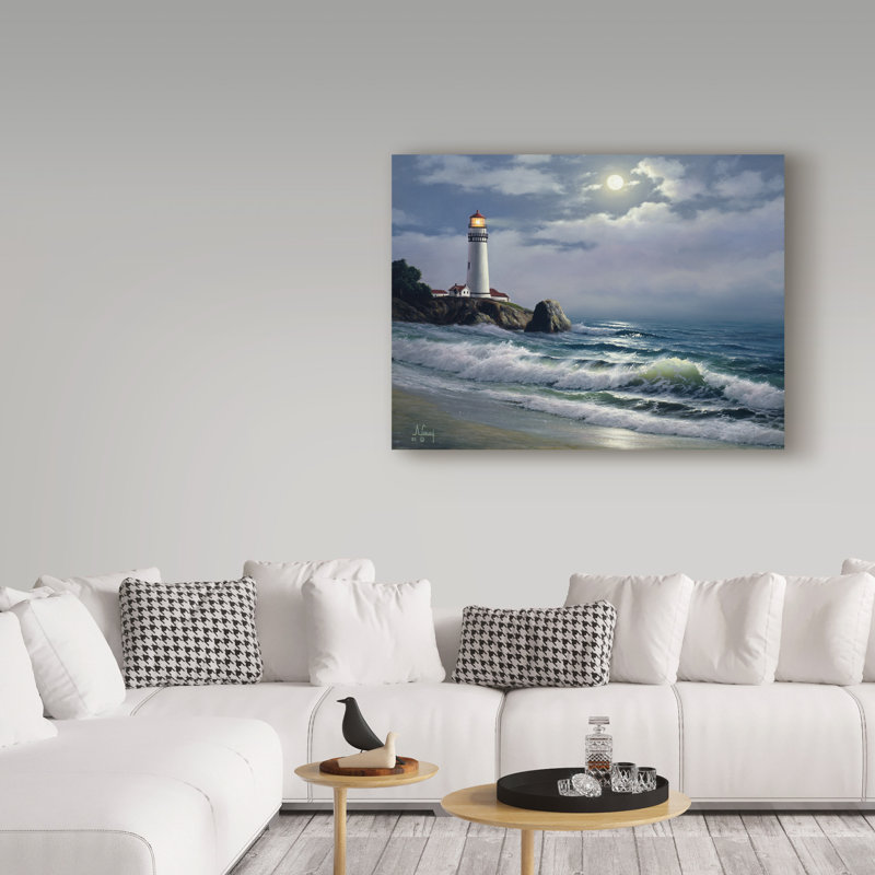 Coastal Scene 35x47 Inch Framed Canvas Wall Art