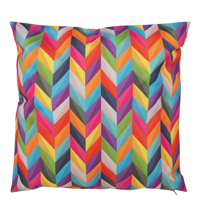 icon Herringbone Print Indoor-Outdoor Cushion, Multicolour