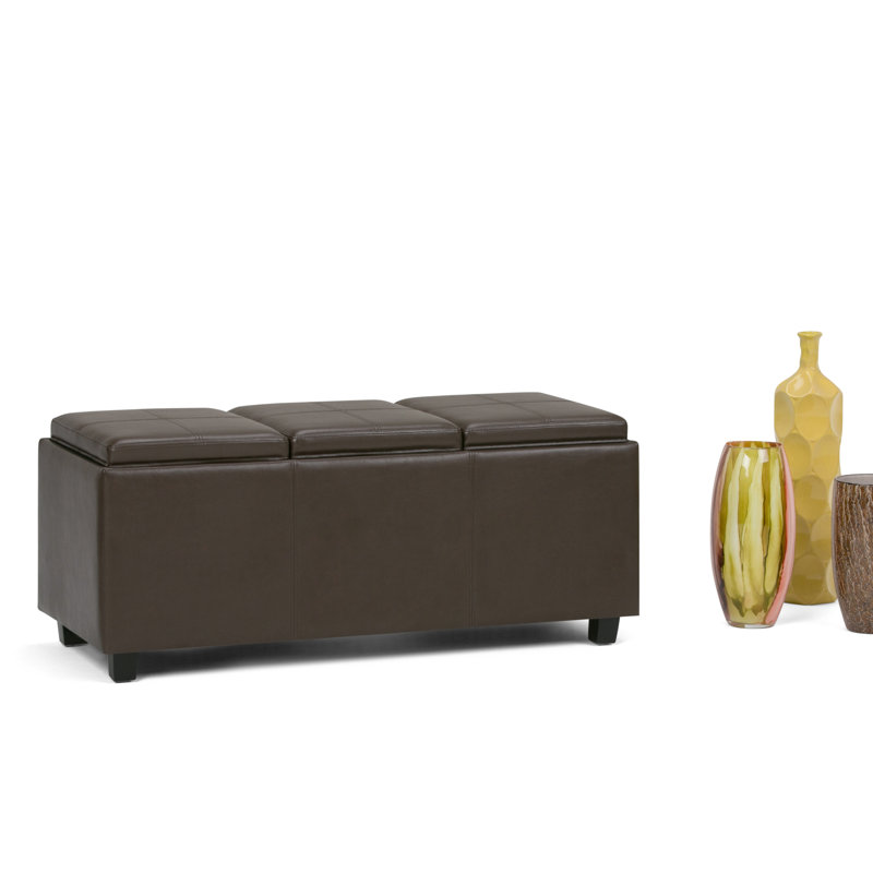 Chocolate Brown Faux Leather Backless Storage Ottoman Bench
