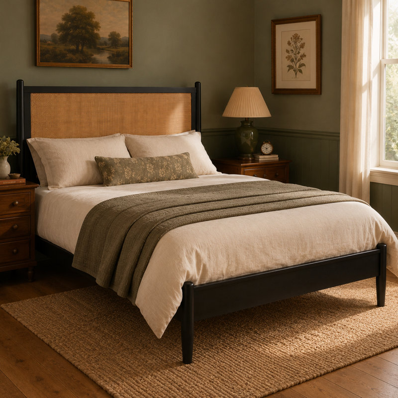 Structure de lit Bolton Queen Boho, Noir