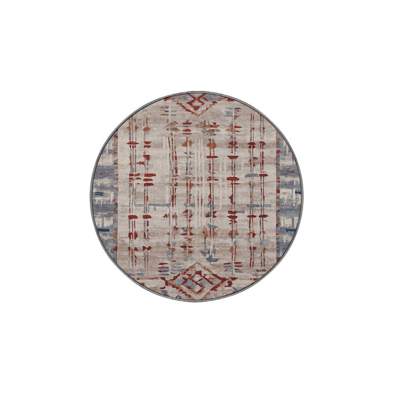 Tapis gris lavable à la machine, Rond 7 pi