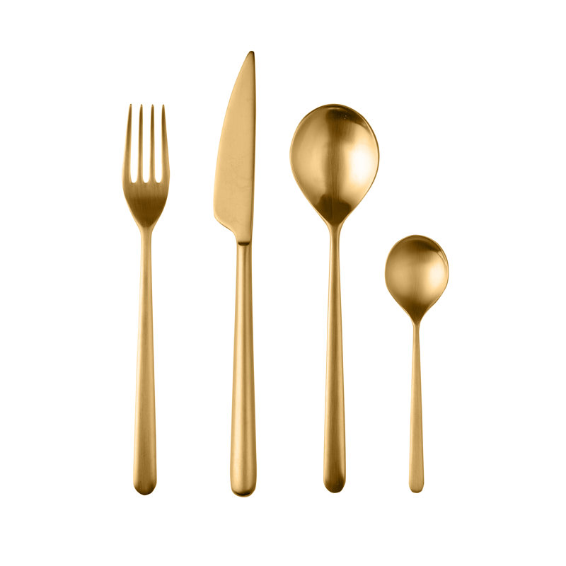 Linea 24 - Piece Stainless Steel Flatware Set - Service for 6, Ice Gold