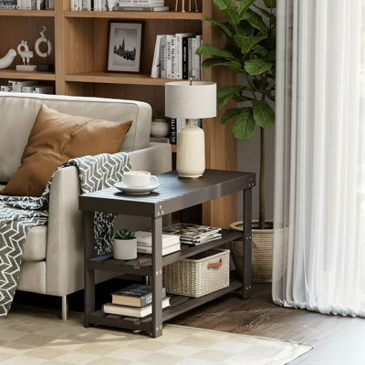 Banc à chaussures dans le vestibule, la chambre à coucher, le salon et le balcon; Bambou brun, conception à trois niveaux; Range-chaussures robuste; Peut supporter jusqu'à 300 livres.