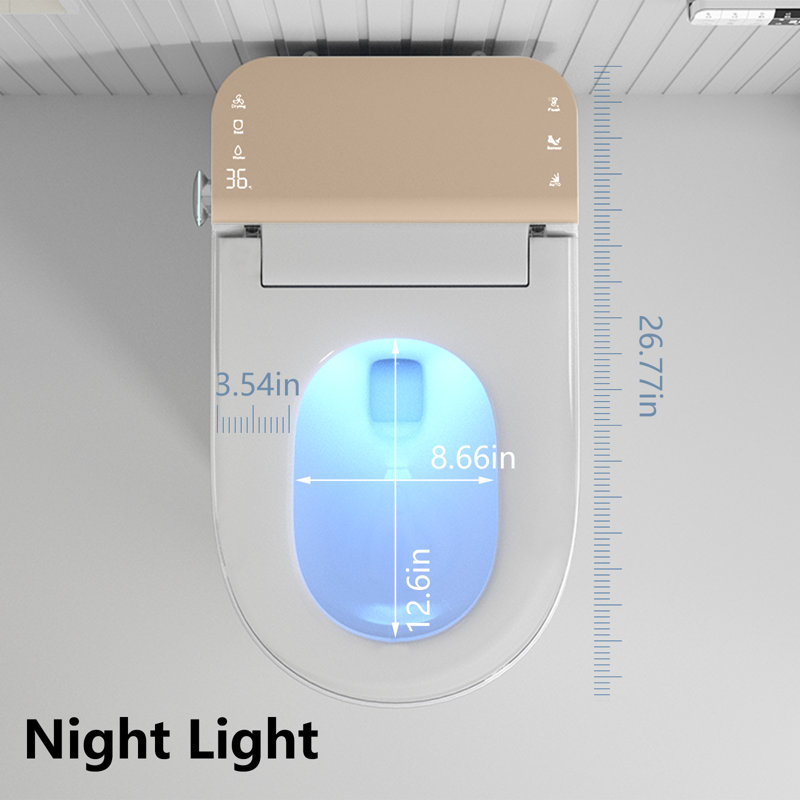 Smart Toilet With Auto Open/close Lid - Ada Height Heated Seat, Warm Water Bidet, Dryer, Foam Shield, Night Light, Dual Auto Flush, Foot Sensor, Modern Elongated One-piece Toilet For Bathrooms
