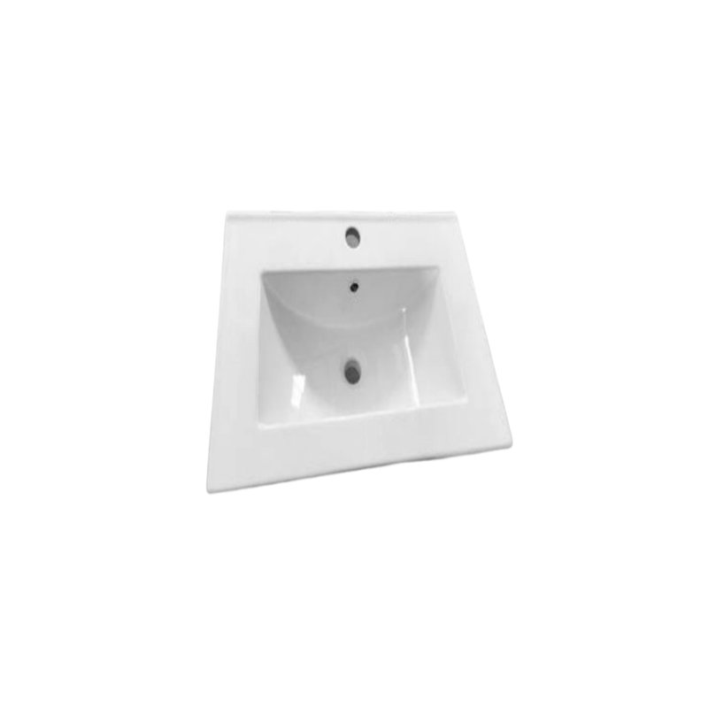 Plateau de meuble-lavabo simple 24,2 po en blanc avec lavabo et robinet