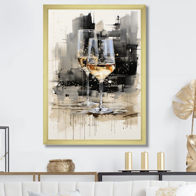 Verre noir et blanc Essence II - Champagne, art mural