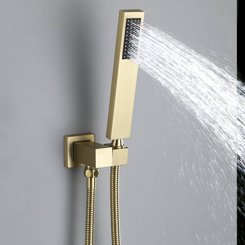 Complete Shower System with Rough in-Valve, Brushed Gold