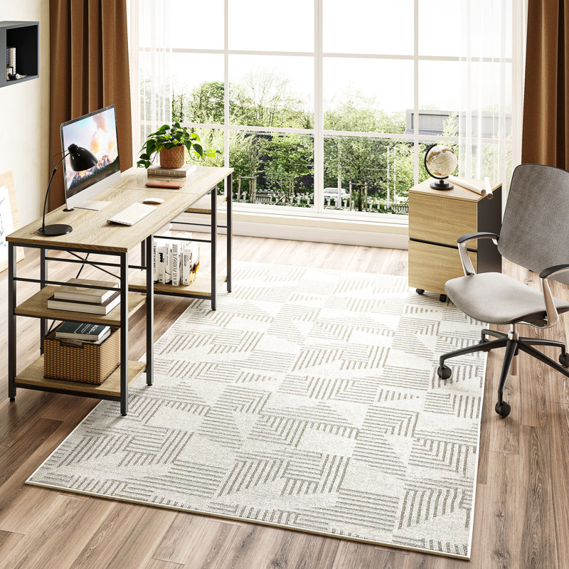 Tapis ivoire en polypropylène tressé à la machine Verrill, Rectangle 3 pi x 5 pi