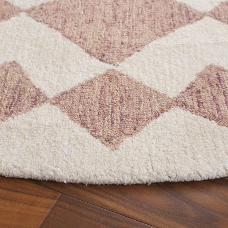 Hiliritas Ebony Hand Tufted Performance Geometric Rug, Round 6'