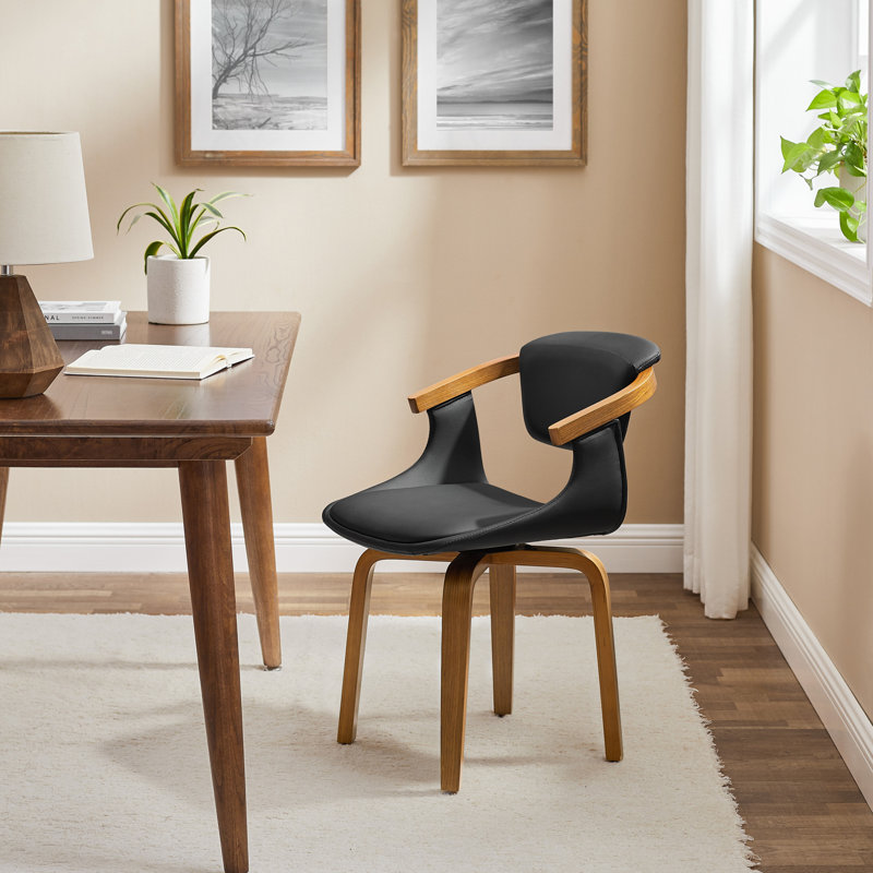 Chaise de salle à manger rembourrée en similicuir noir et brun foncé, Noir