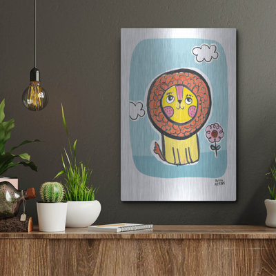 Indigo safari «Wild About You Lion» par Melissa Averinos, art mural en métal