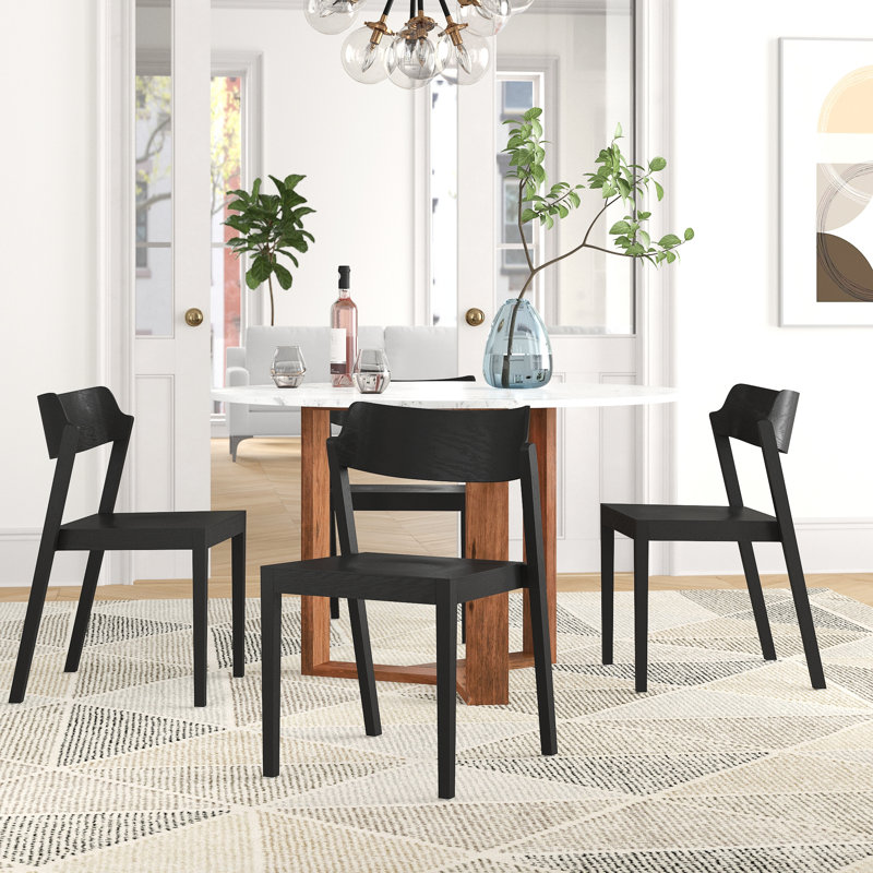 Chaise d'appoint empilable en bois massif, Noir