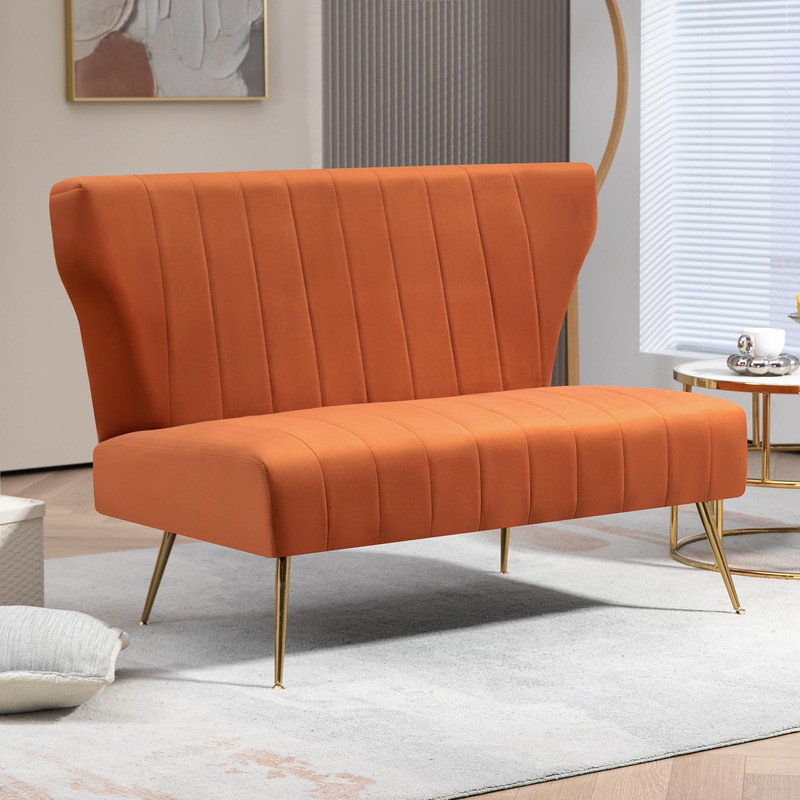Vardell Fabric 48'' Reception Loveseat, Orange