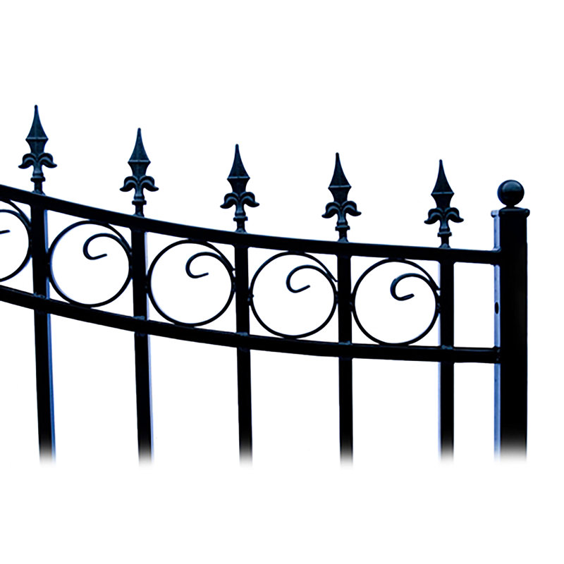 Prague Style Black Steel Dual Swing Driveway Gate 14x6 Feet
