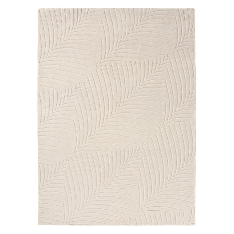 Folia Wool Area Rug in Cream, Rectangle 9' x 12'