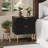 Modern Nightstand with USB Charging Station, Gold & Wood Fluted Bedside Night Stand with 2 Drawers, USB Ports & Outlets-1804111799-1804111797