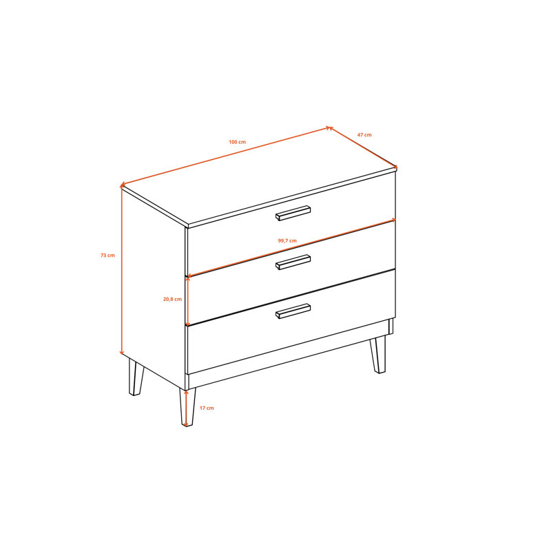 Amirah 100cm Sideboard, White/Brown