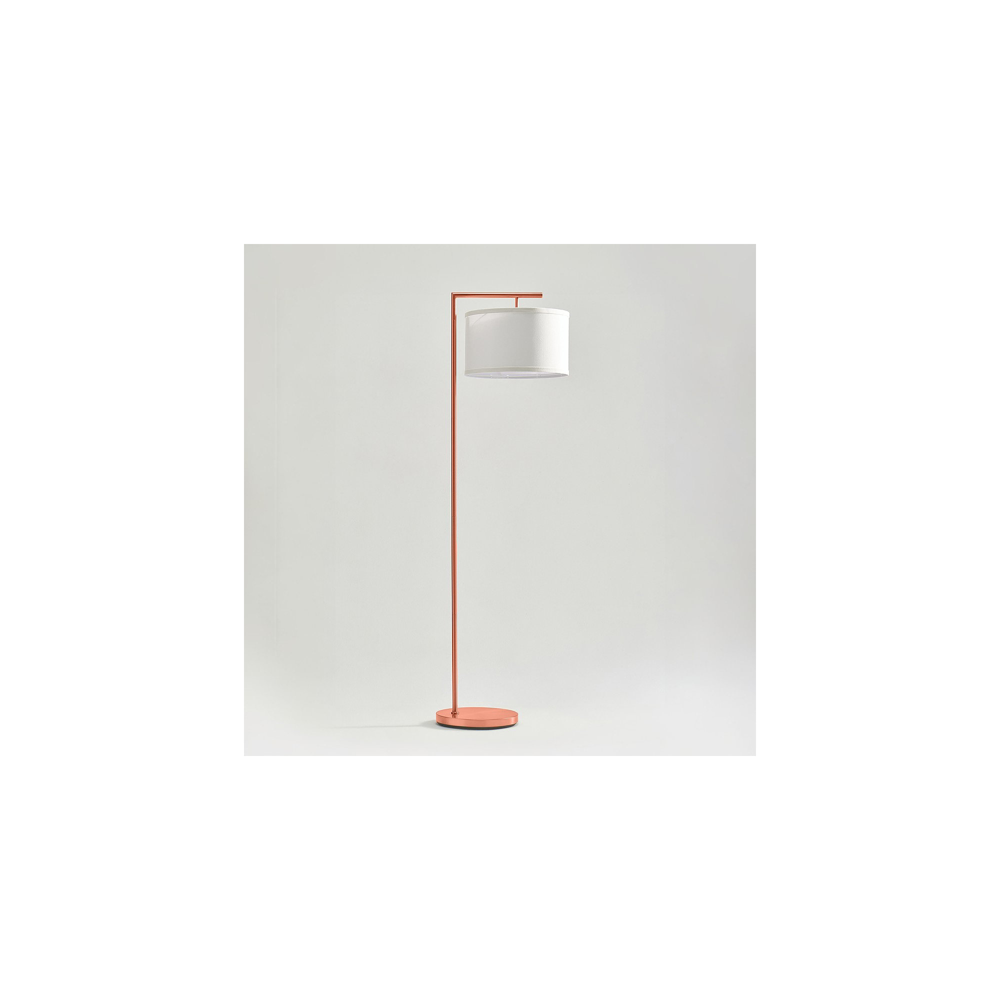 Montage Modern 60 in. Mid-Century Modern LED Floor Lamp with Fabric Drum Shade, White, Rose Gold