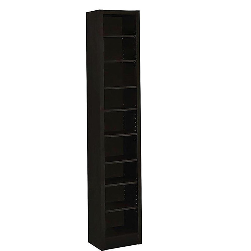 Rectangular 8-shelf Bookcase With 2 Fixed Shelves, Cappuccino