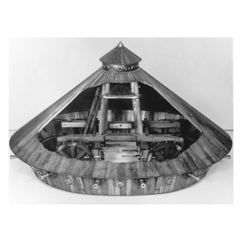 «An Armoured Car» par Leonardo Da Vinci - Estampe numérique, H 22 po x l 28 po