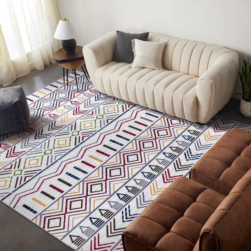 Geometric Cotton and Chenille Flatweave Area Rug, 80 x 150 cm