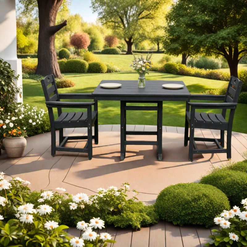 Ensembles de salle à manger de patio compacts, bistro moderne en PEHD 3 pièces pour patio